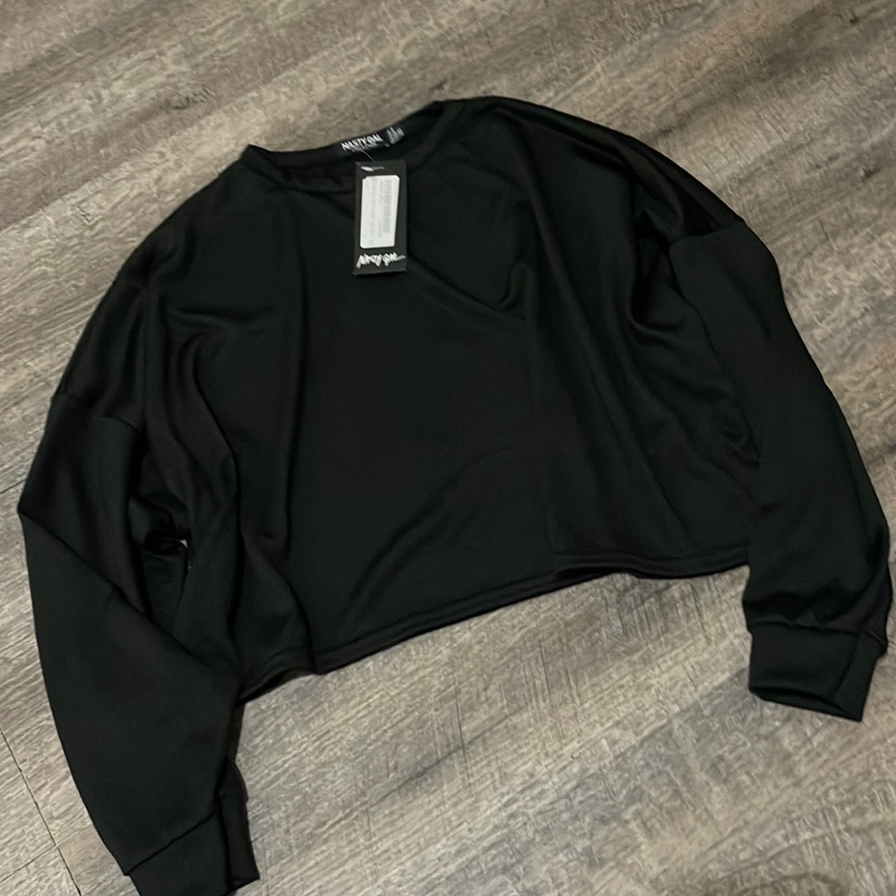 Nast Gal Black Lounge Crop Long Sleeve